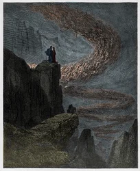 Enfer, Chant 5 : Minos juge les transgressions et répartit les âmes, illustration de la Divine Comédie de Dante Alighieri, 1885